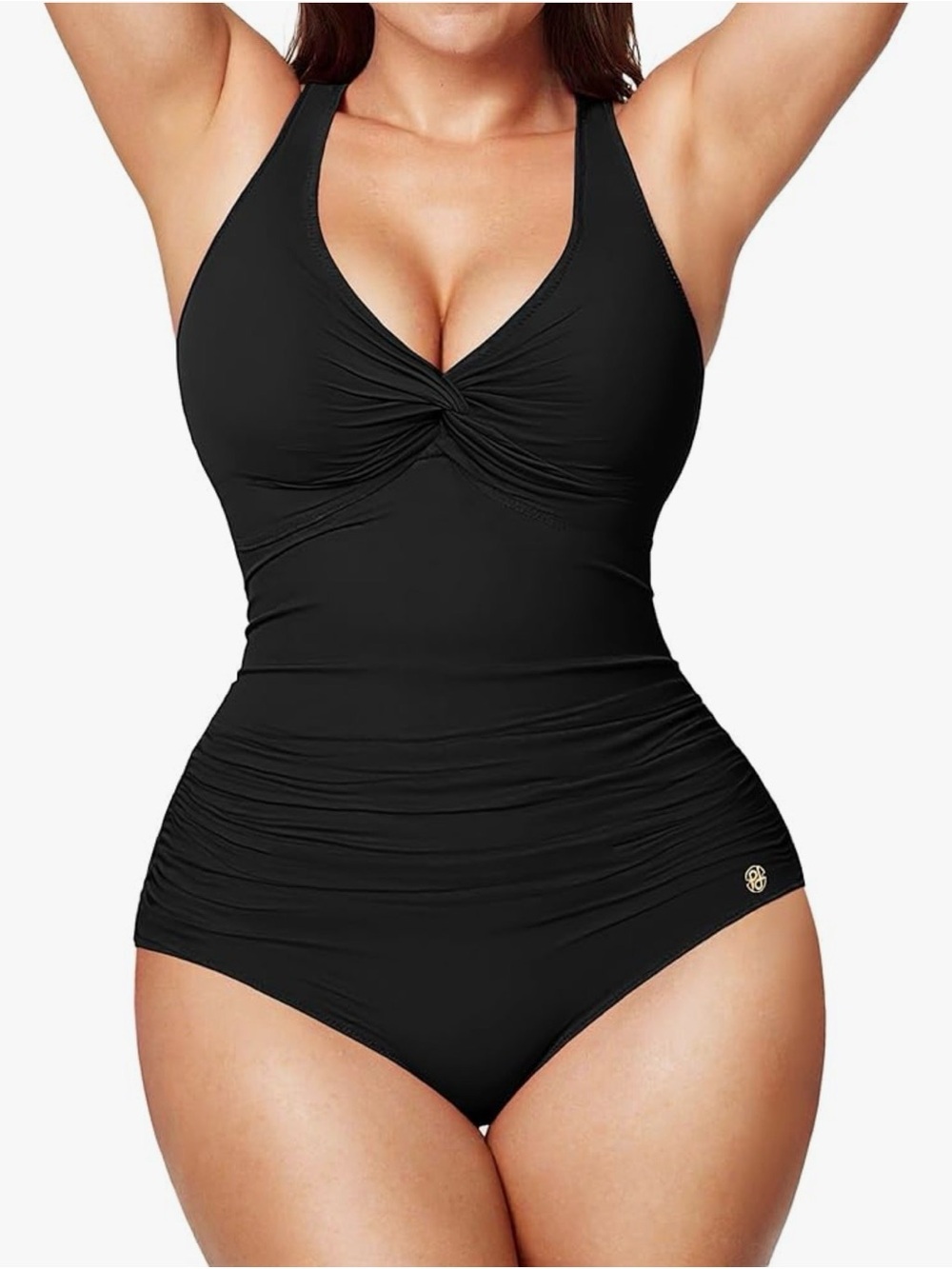 3XL NWT Popilush Shapewear Sculpting Swimwear Swimsuit Black One Piece Twist